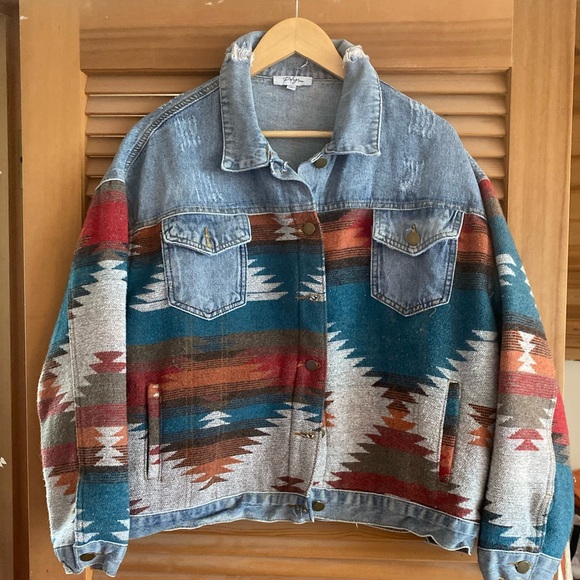 POLYGRAM southwest inspired denim jacket L - Picture 1 of 6